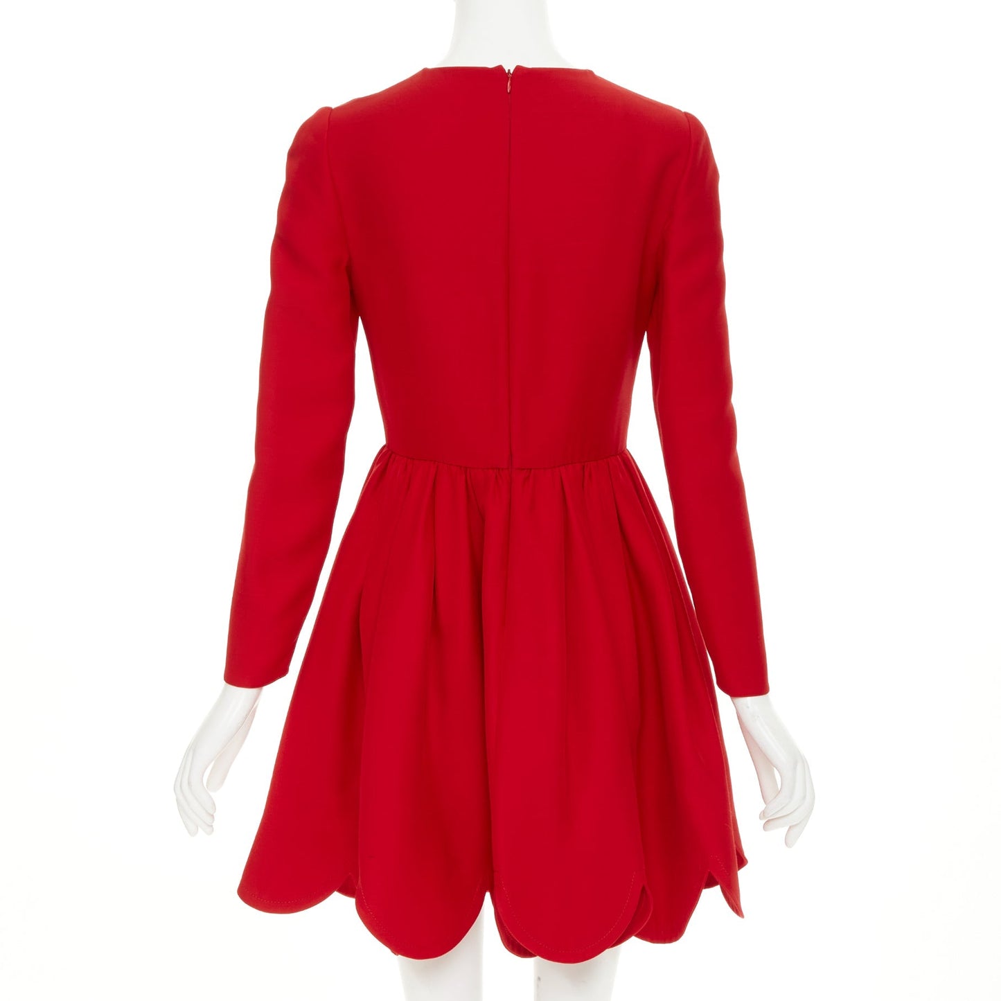 Women's Valentino silk wool crepe scalloped flared dress