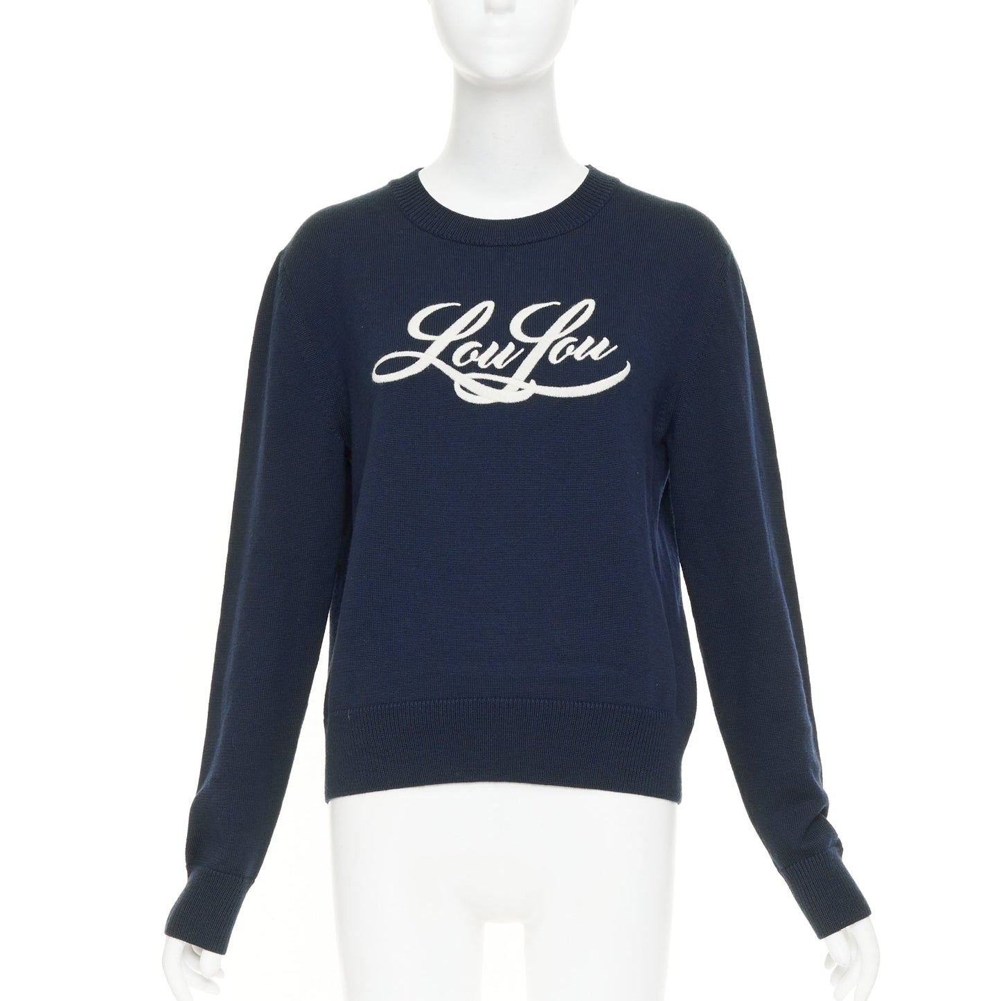 Women's Saint Laurent LouLou Script wool embroidered sweater