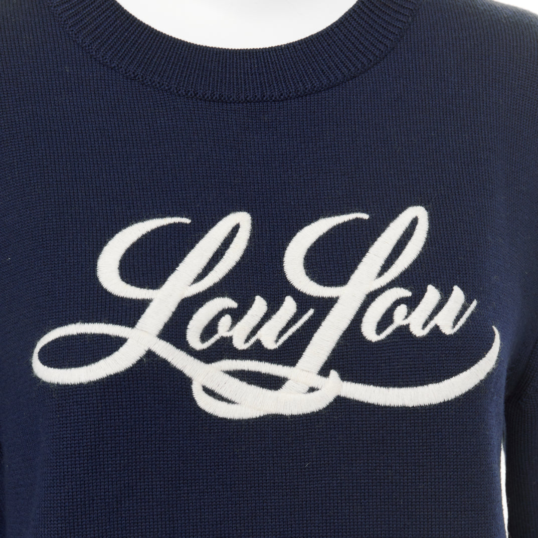 Women's Saint Laurent LouLou Script wool embroidered sweater
