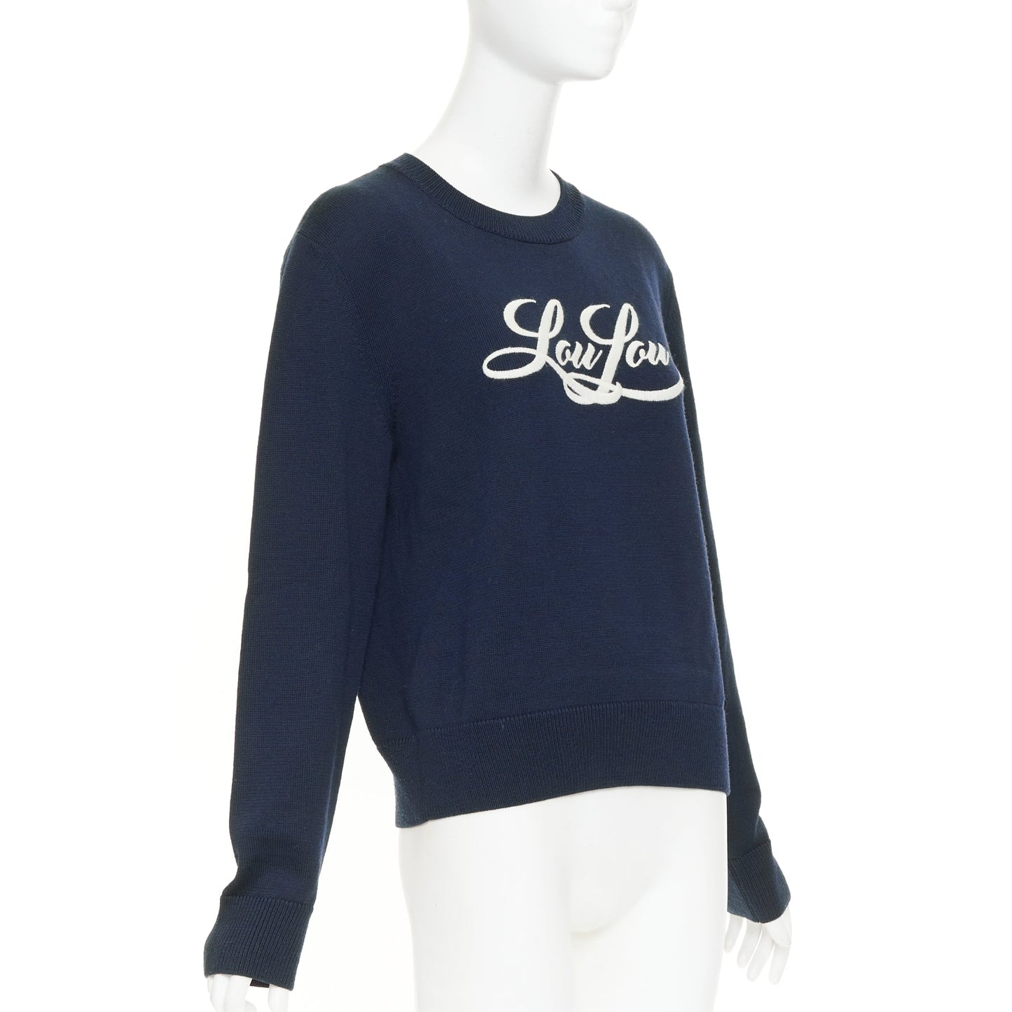 Women's Saint Laurent LouLou Script wool embroidered sweater