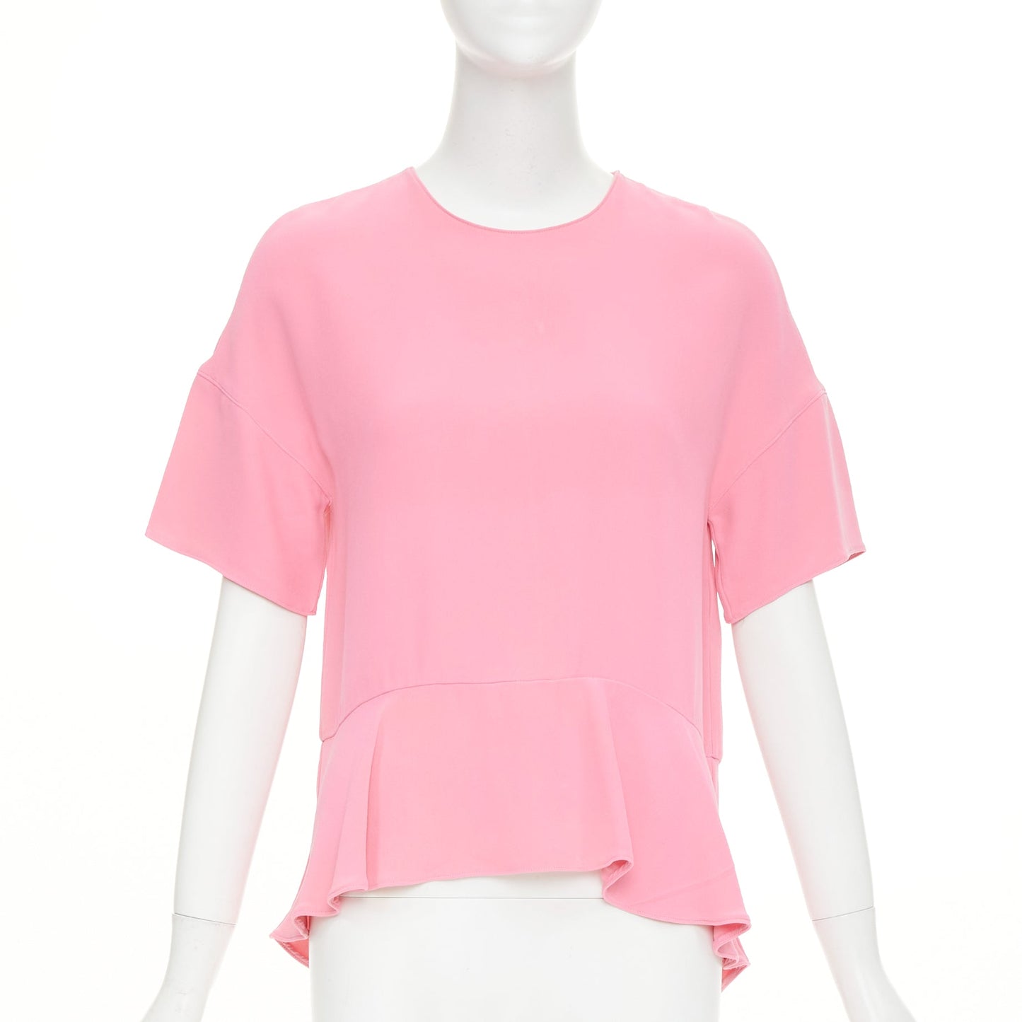 Women's Valentino silk crepe short sleeve flared peplum blouse