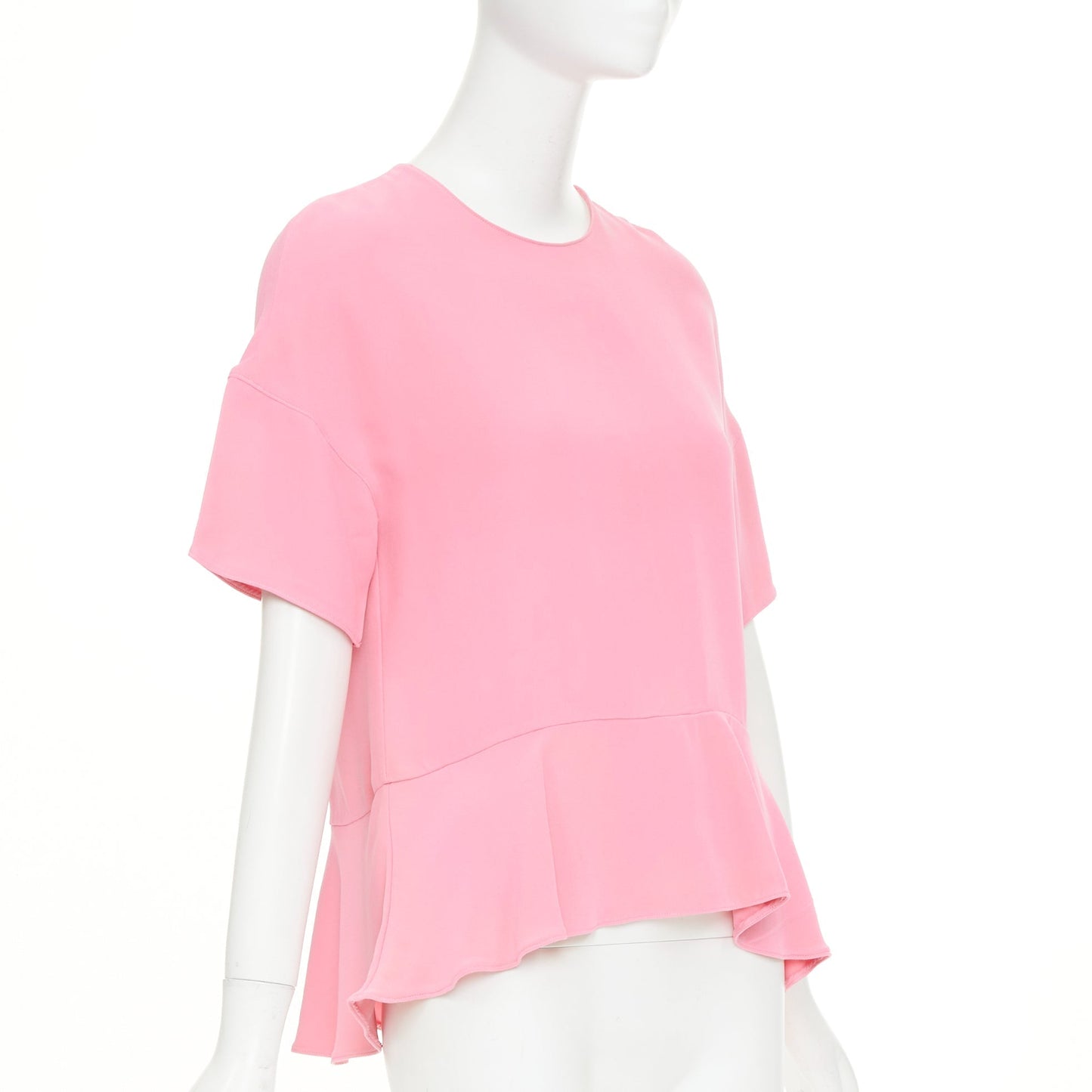 Women's Valentino silk crepe short sleeve flared peplum blouse
