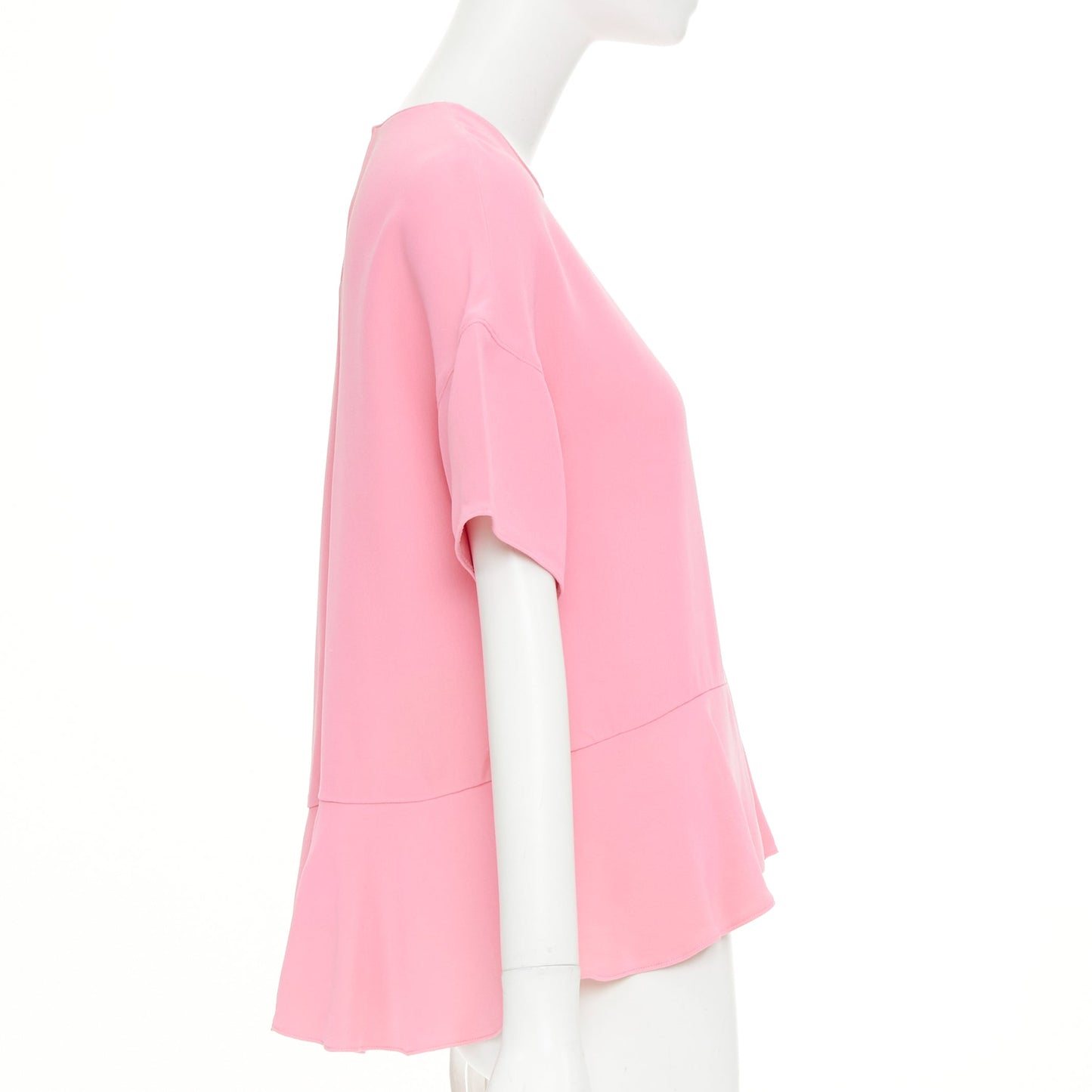 Women's Valentino silk crepe short sleeve flared peplum blouse