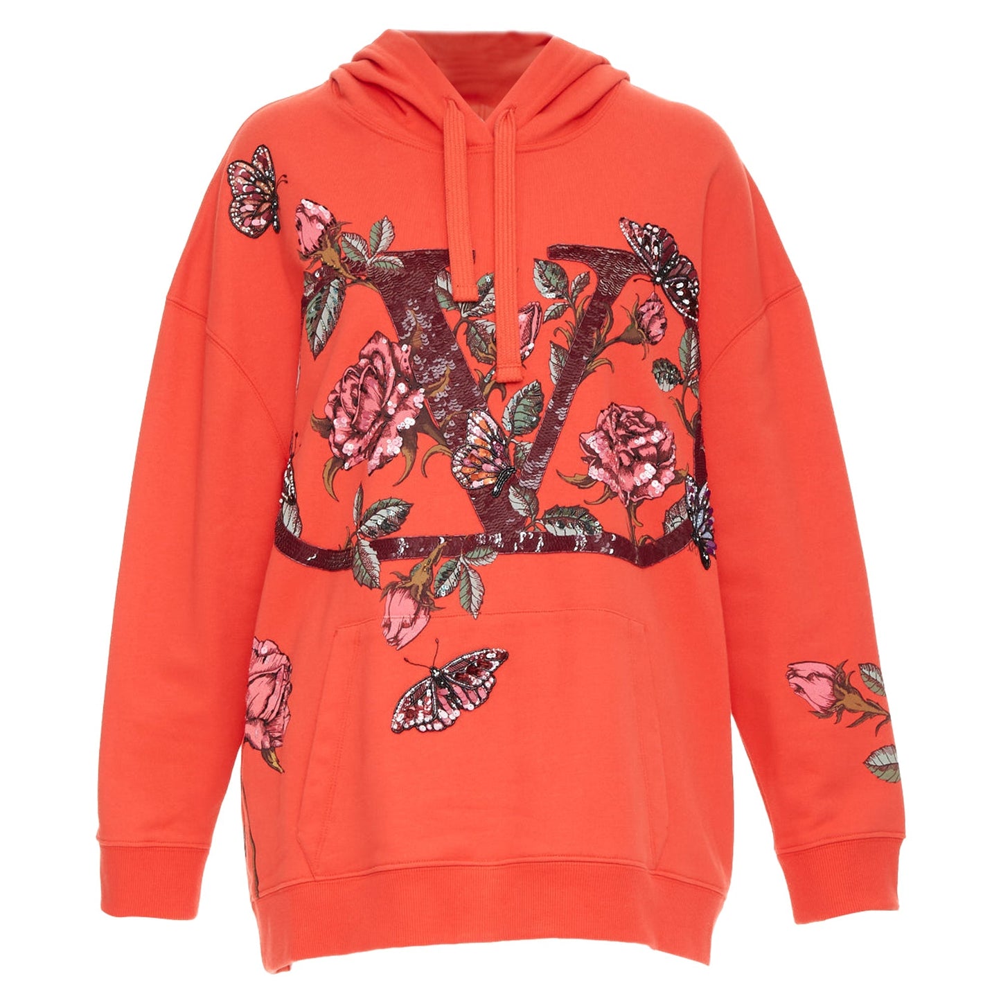 Women's Valentino VLogo sequin butterfly rose embroidery hoodie