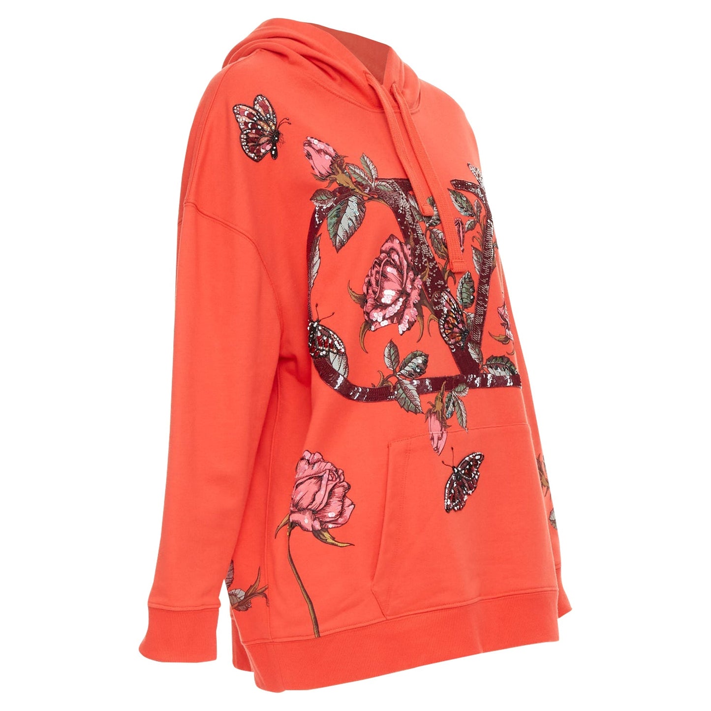 Women's Valentino VLogo sequin butterfly rose embroidery hoodie