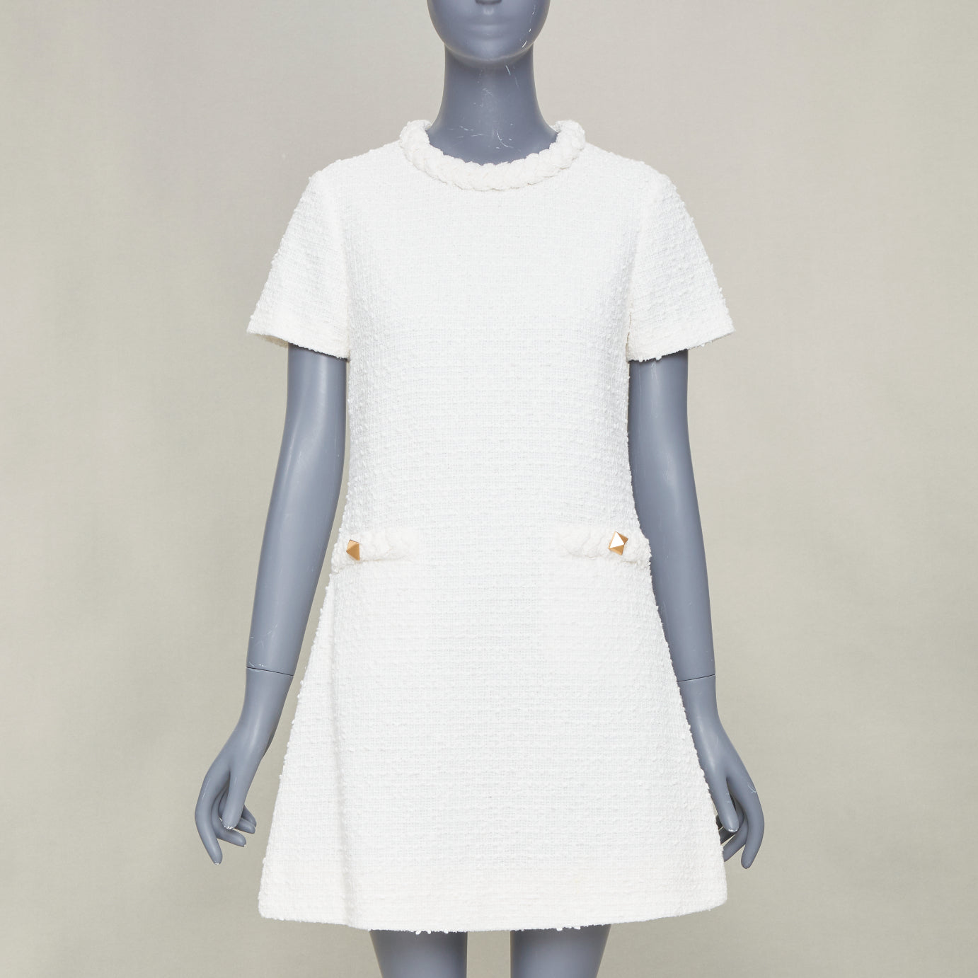 Women's Valentino cotton tweed short sleeve dress