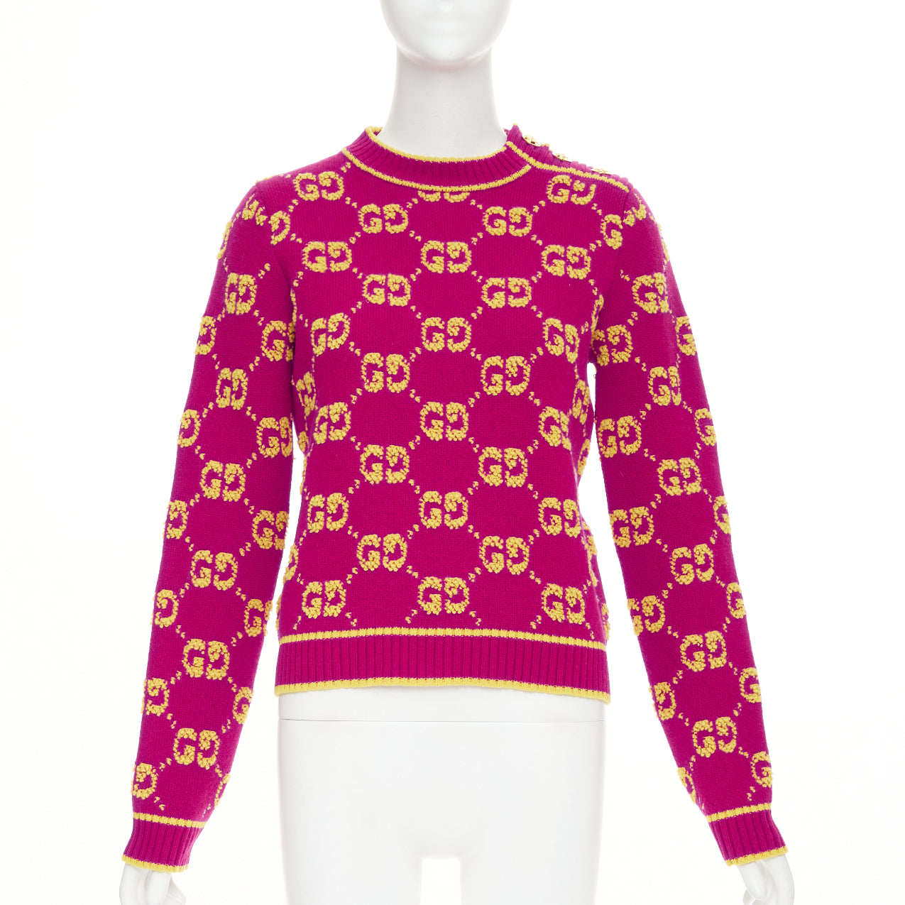 Women's Gucci wool GG monogram jacquard cropped sweater