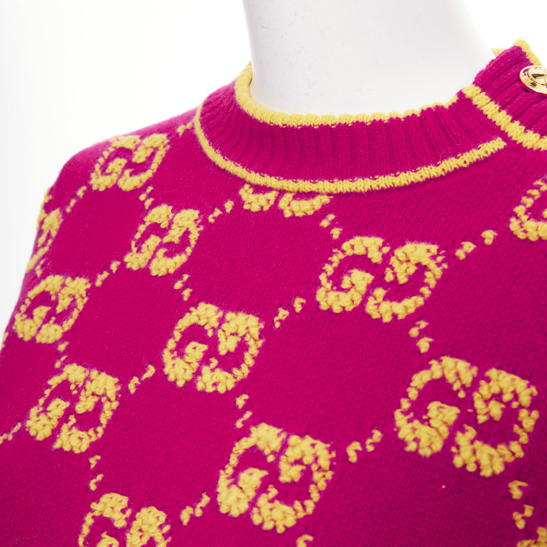 Women's Gucci wool GG monogram jacquard cropped sweater