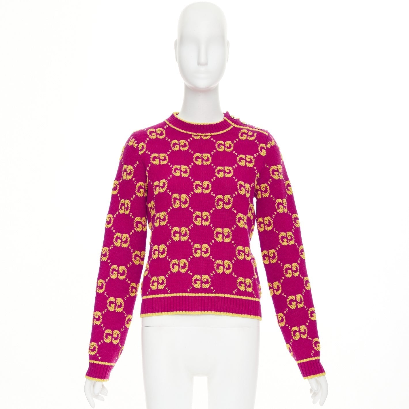 Women's Gucci wool GG monogram jacquard cropped sweater
