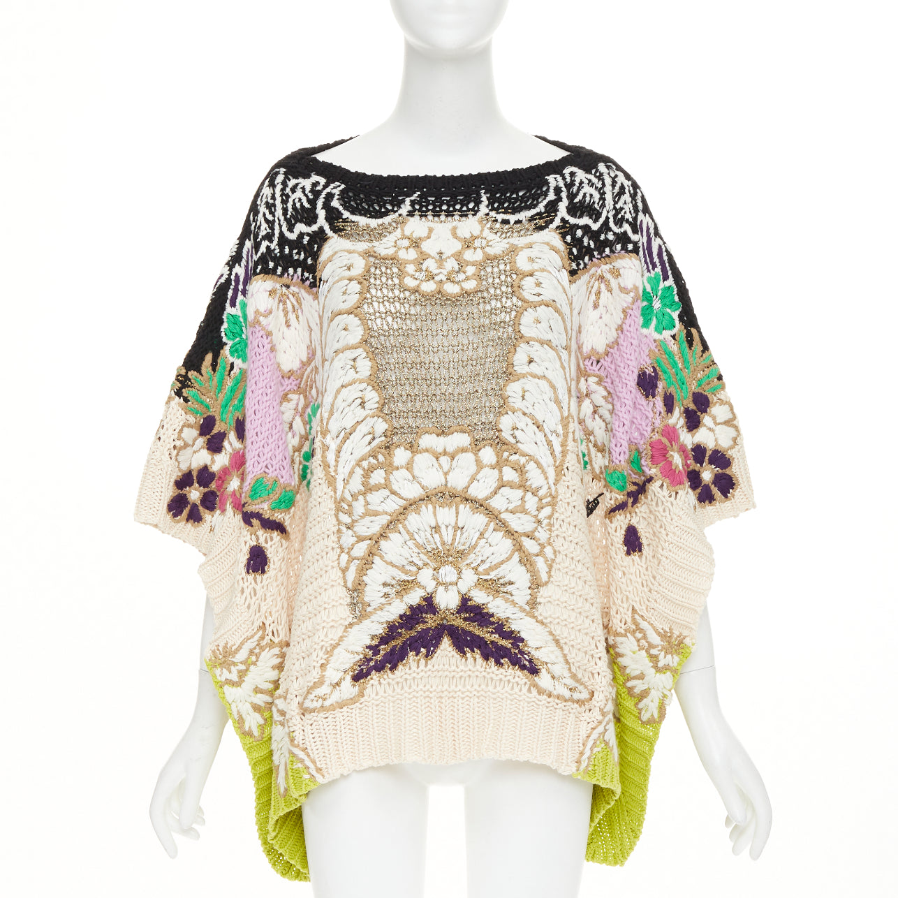 Women's Valentino embroidered crochet poncho arazzo knit cape