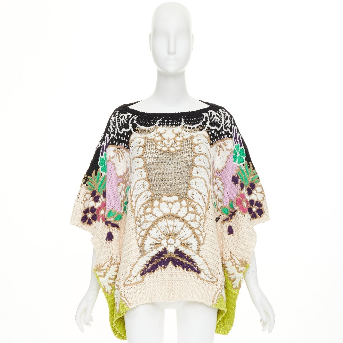 Women's Valentino embroidered crochet poncho arazzo knit cape