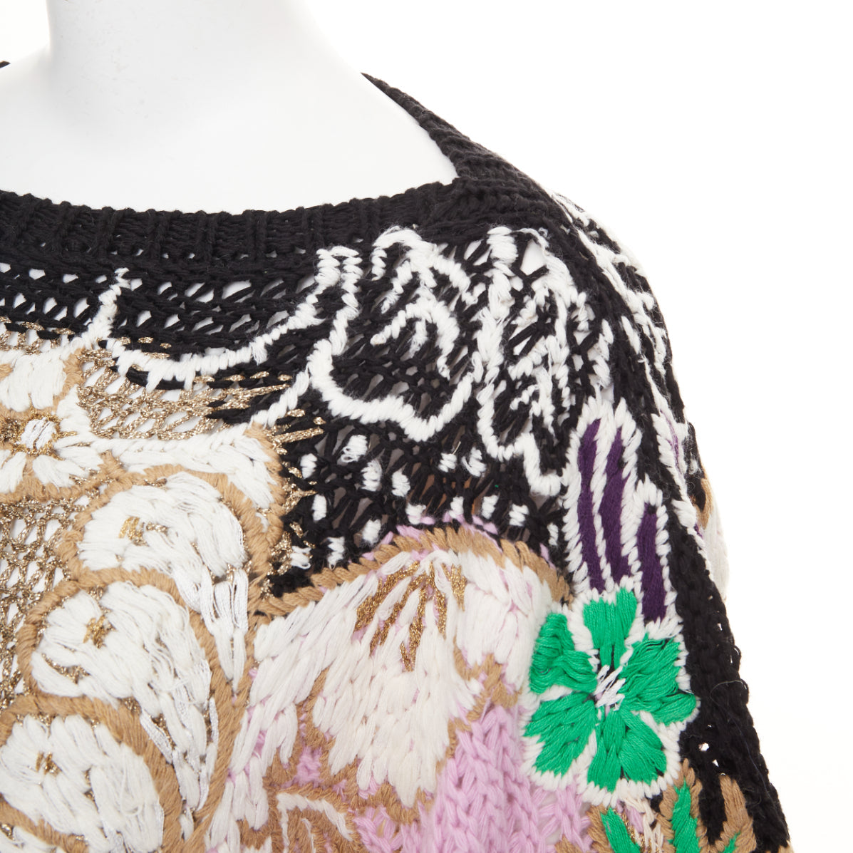 Women's Valentino embroidered crochet poncho arazzo knit cape
