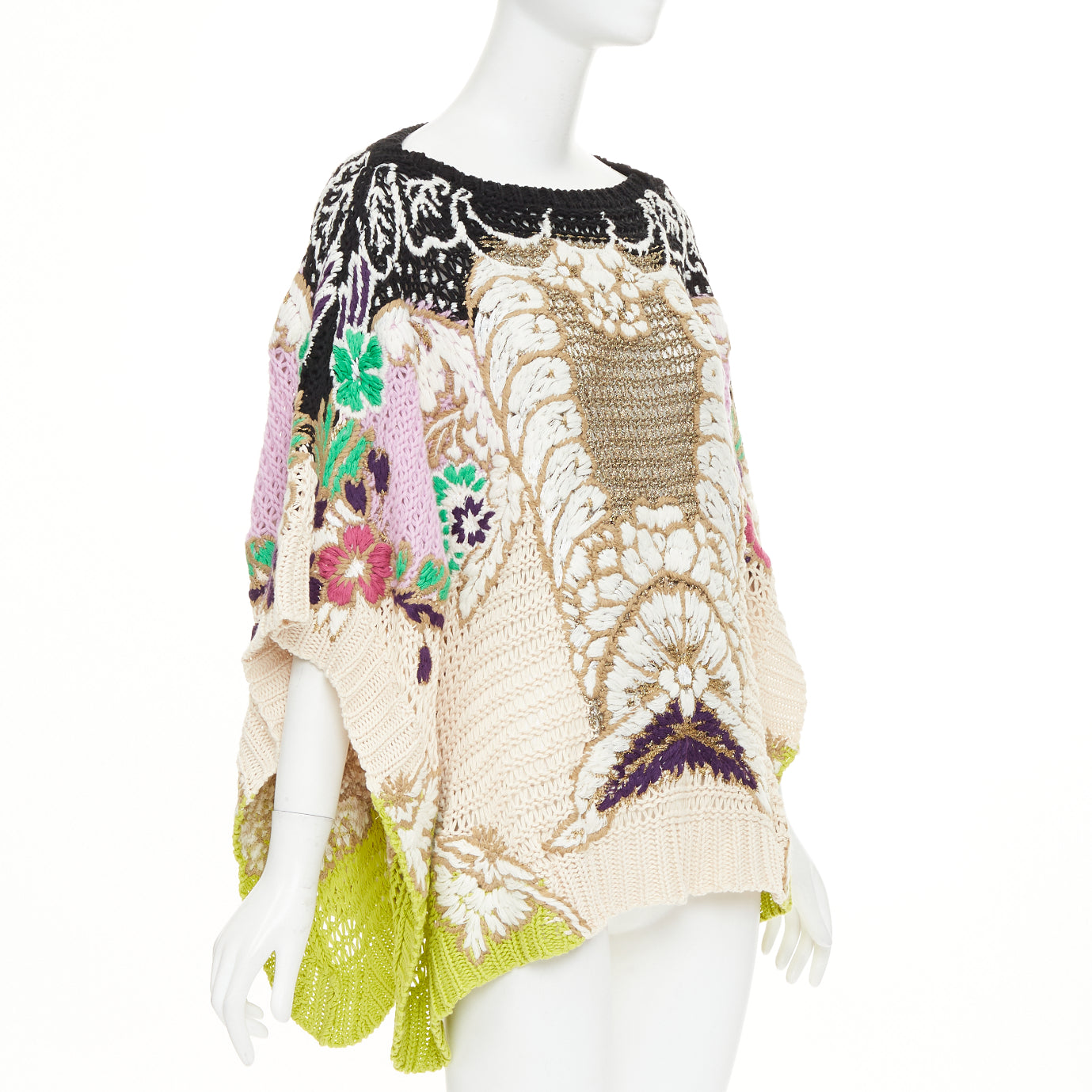 Women's Valentino embroidered crochet poncho arazzo knit cape
