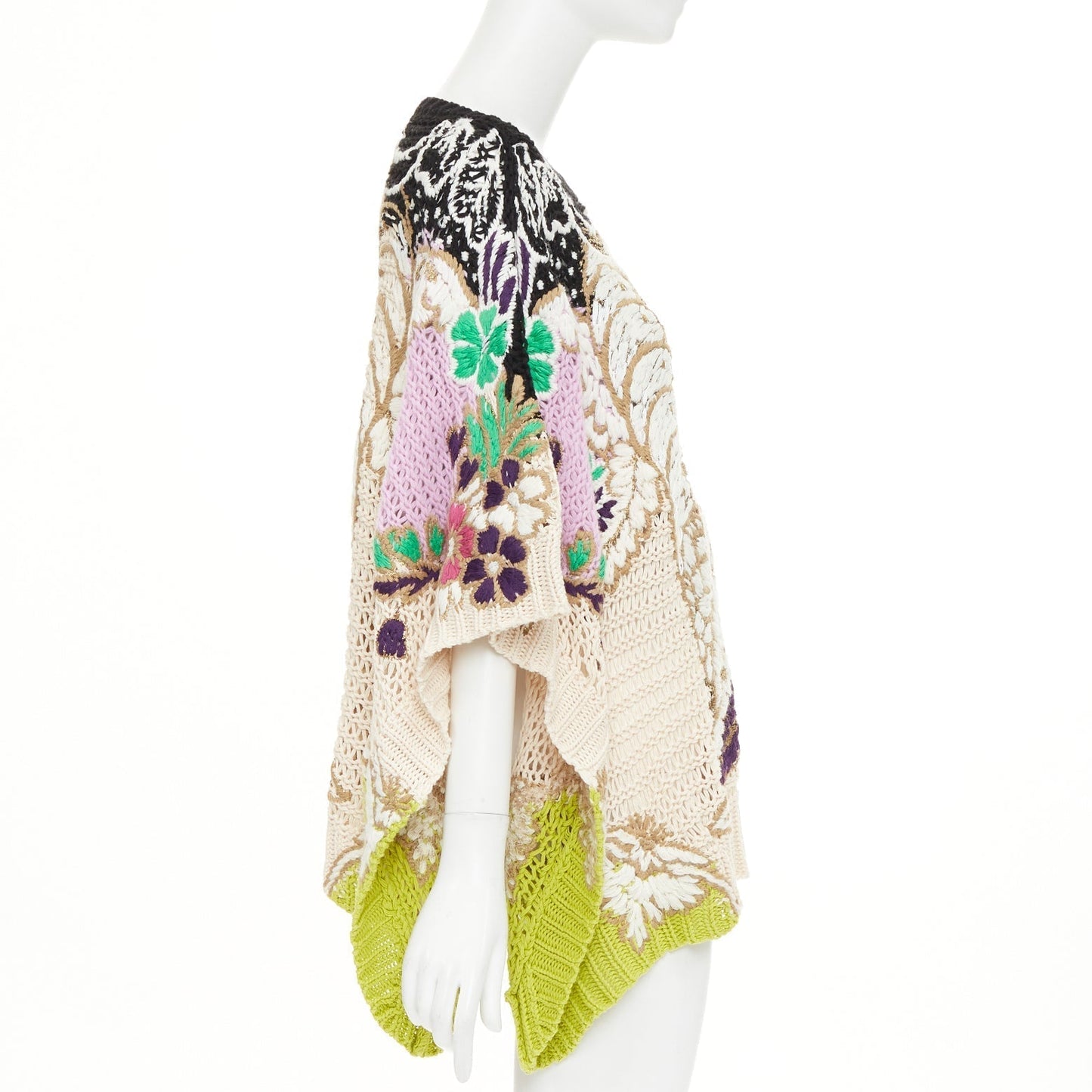 Women's Valentino embroidered crochet poncho arazzo knit cape