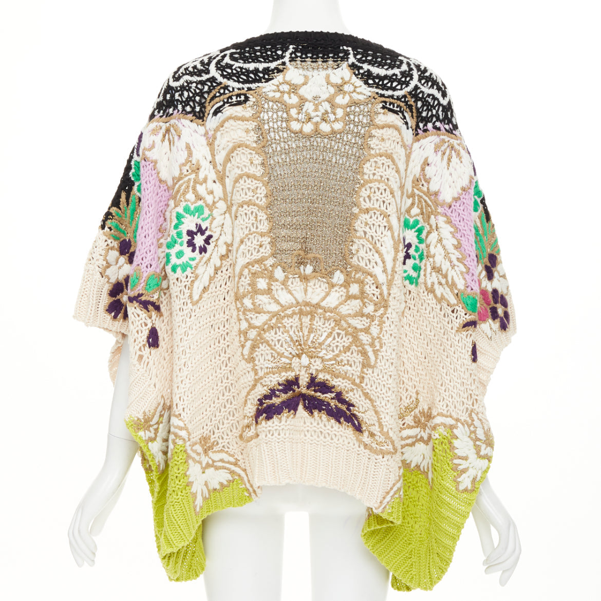 Women's Valentino embroidered crochet poncho arazzo knit cape