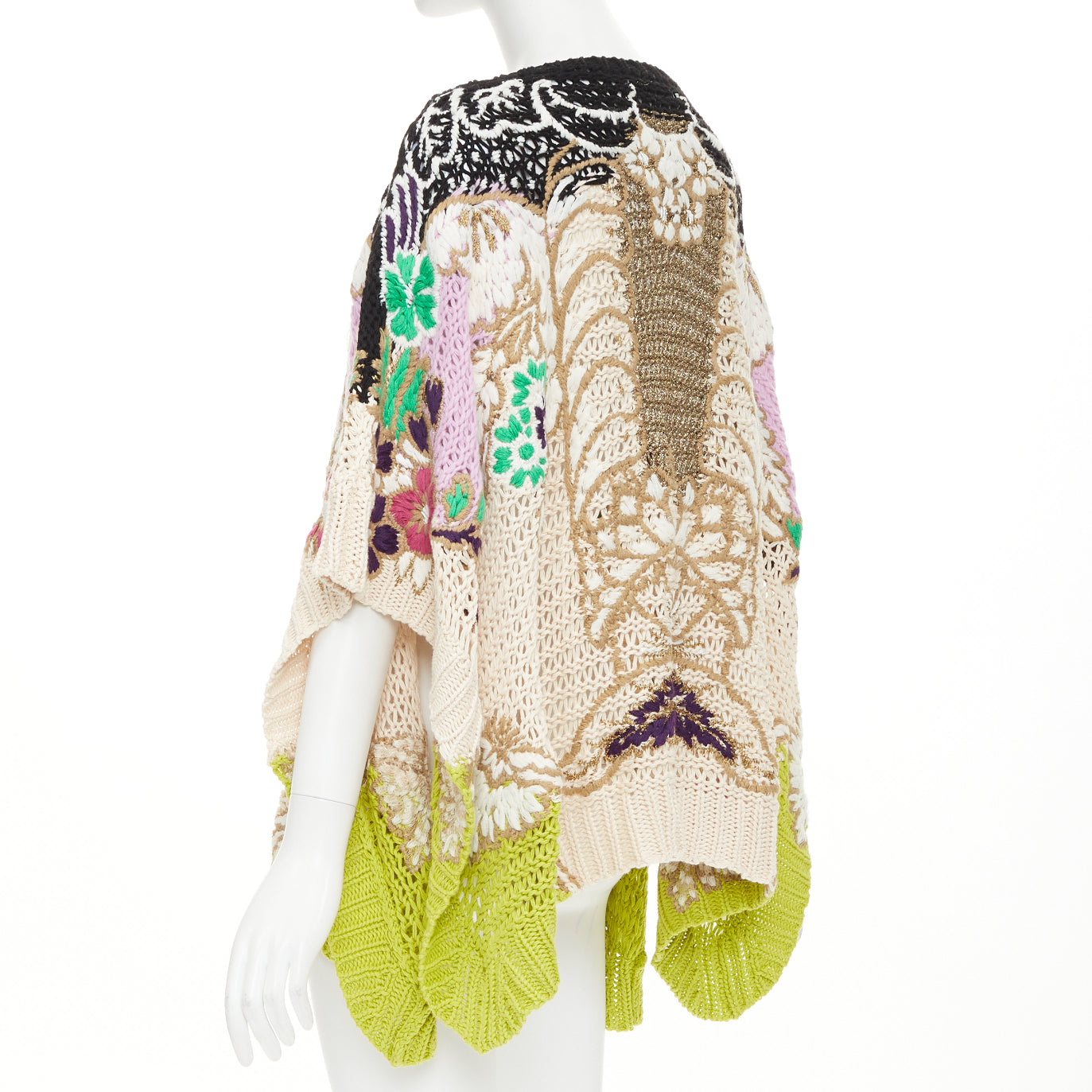 Women's Valentino embroidered crochet poncho arazzo knit cape