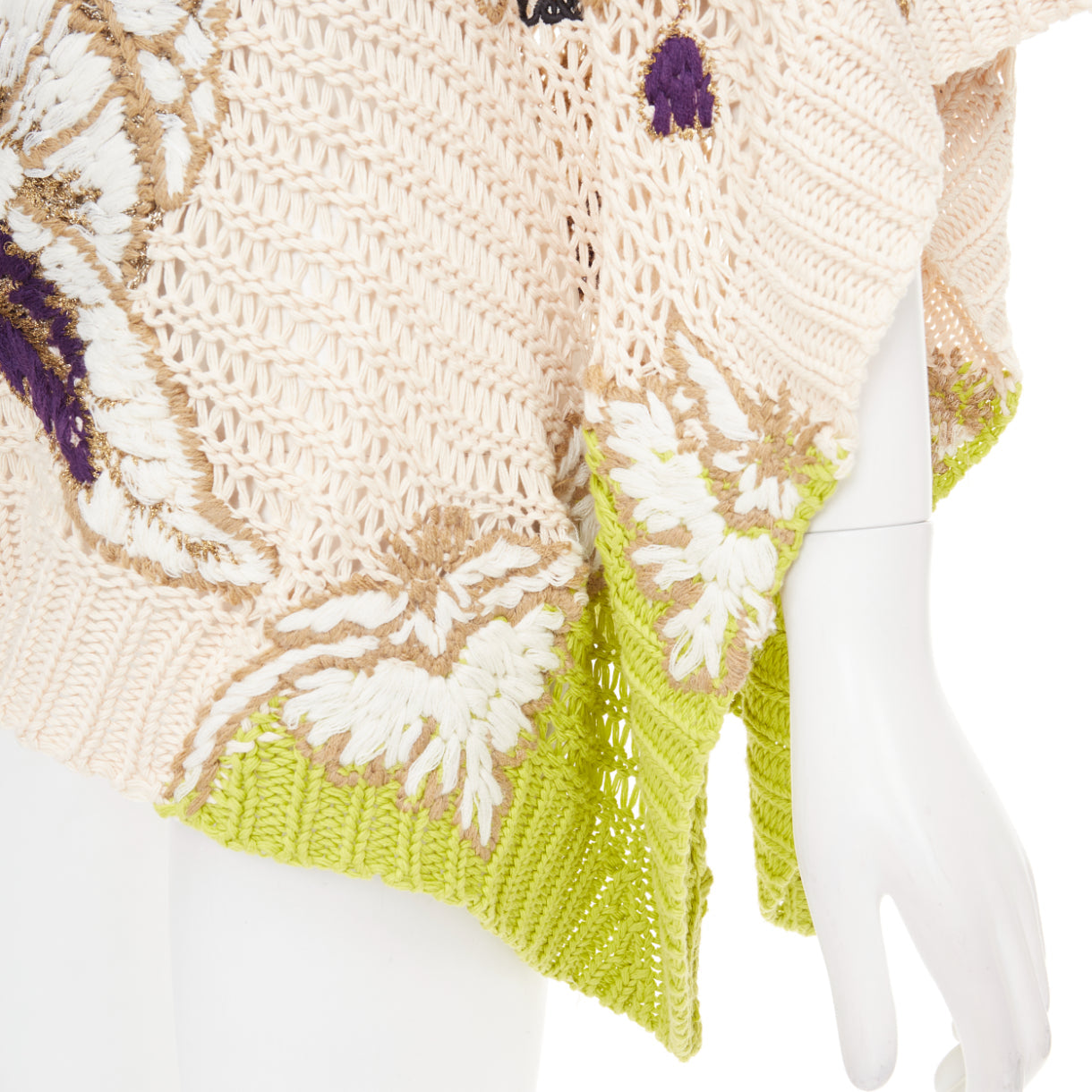 Women's Valentino embroidered crochet poncho arazzo knit cape