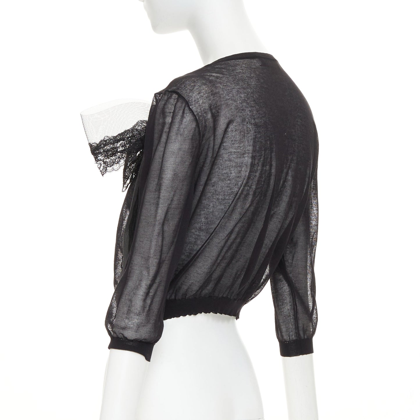 Women's Valentino cotton blend sheer knit lace bow cardigan