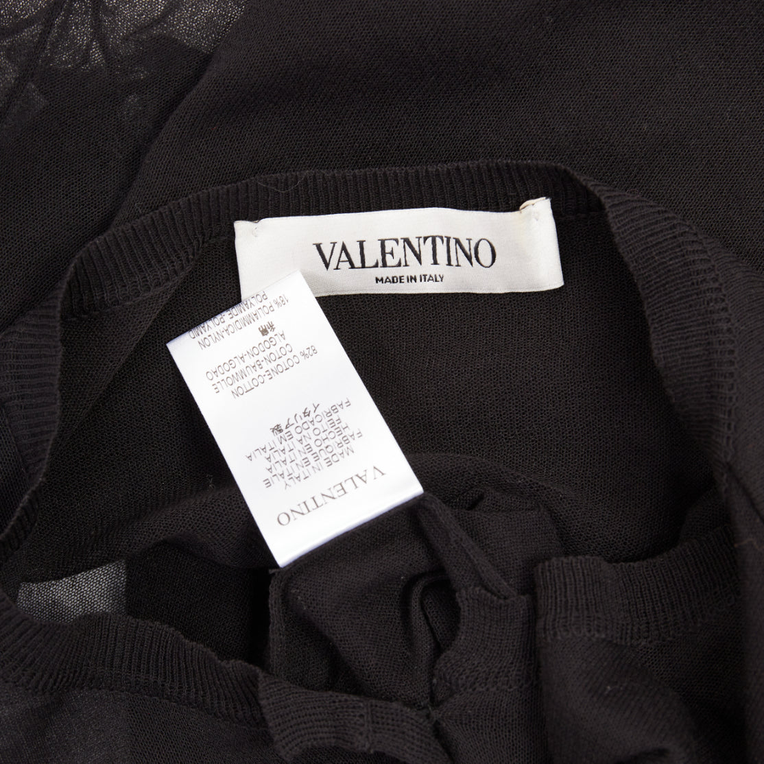 Women's Valentino cotton blend sheer knit lace bow cardigan
