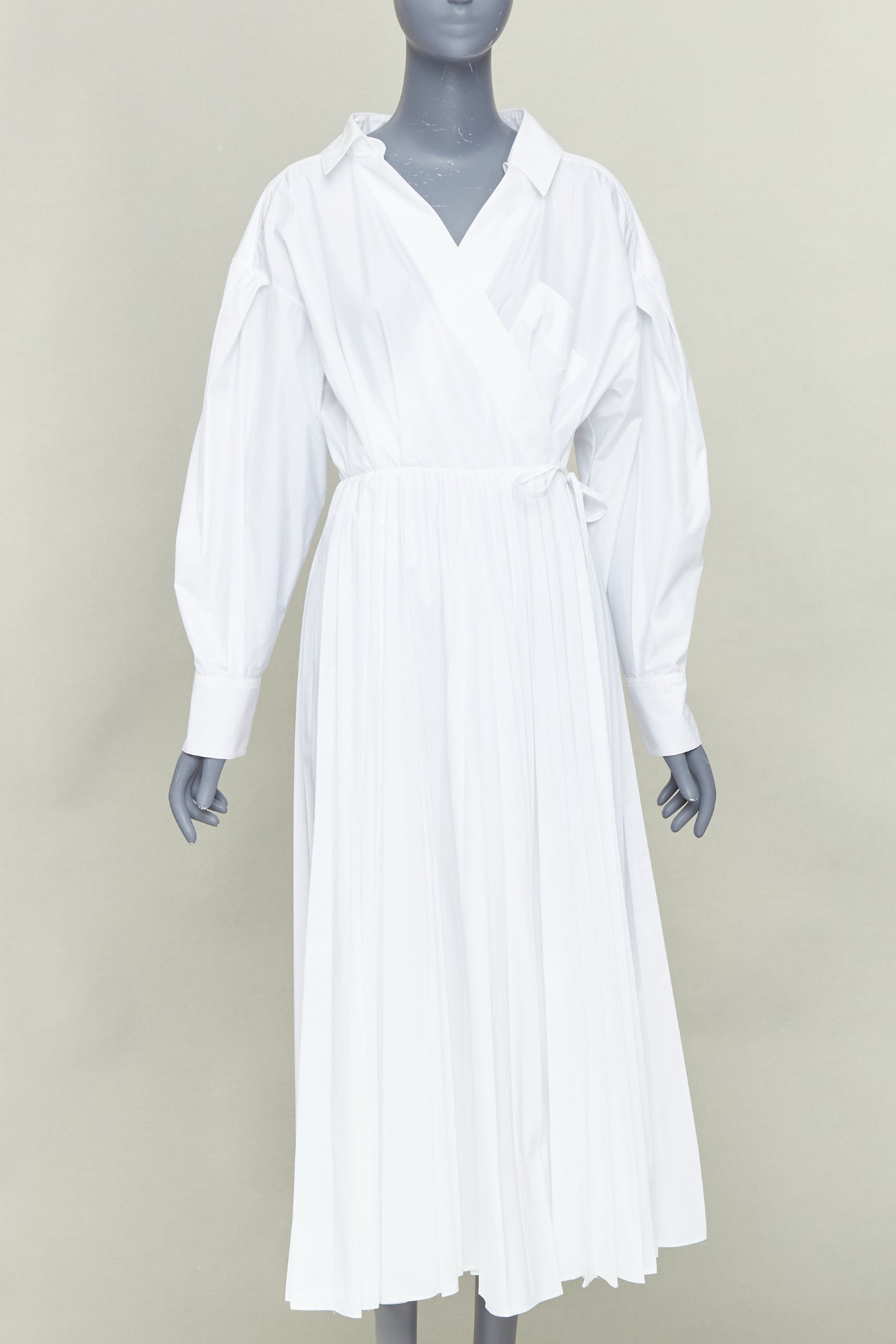 Women's Valentino Le Blanc cotton blend pleated skirt dress