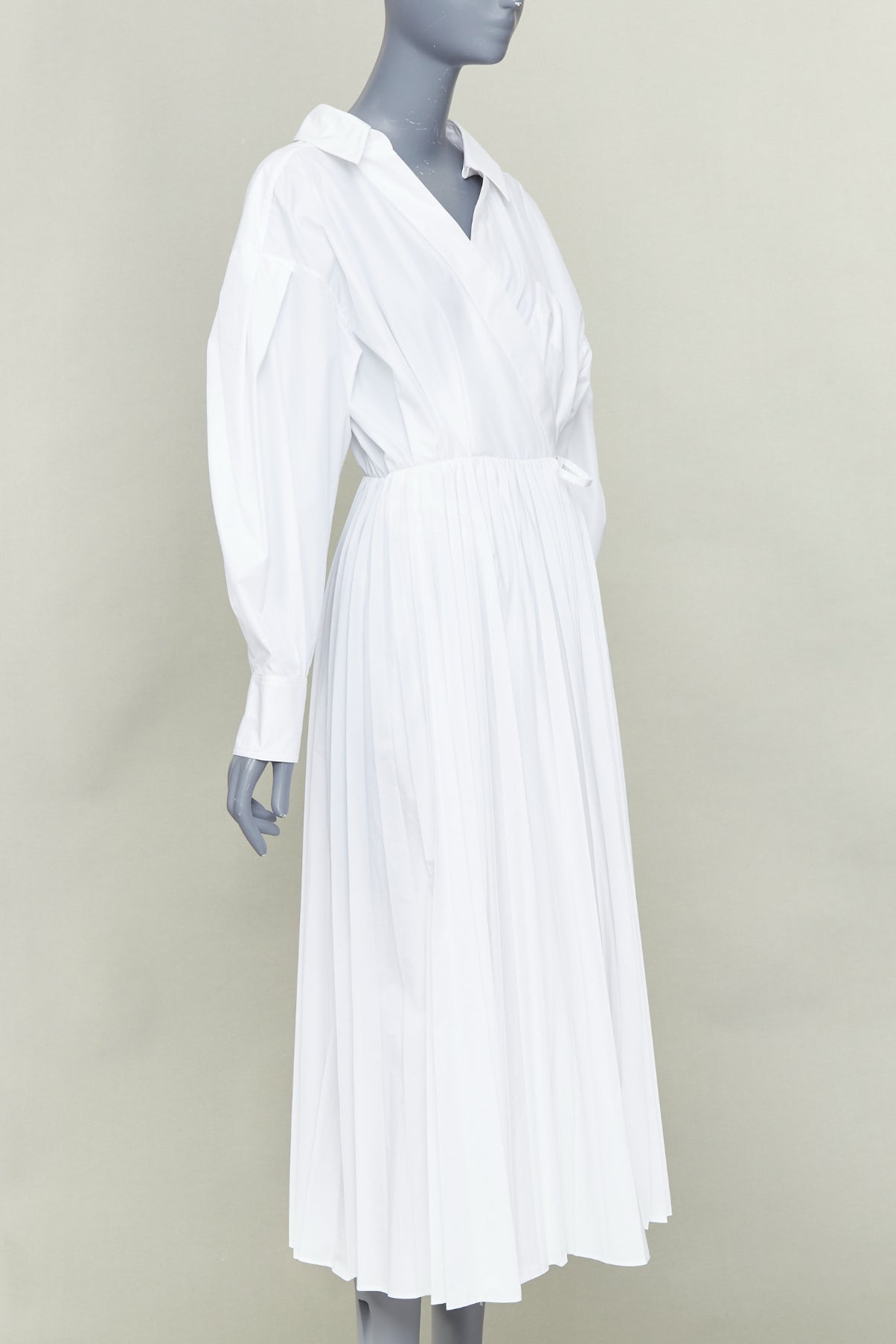 Women's Valentino Le Blanc cotton blend pleated skirt dress