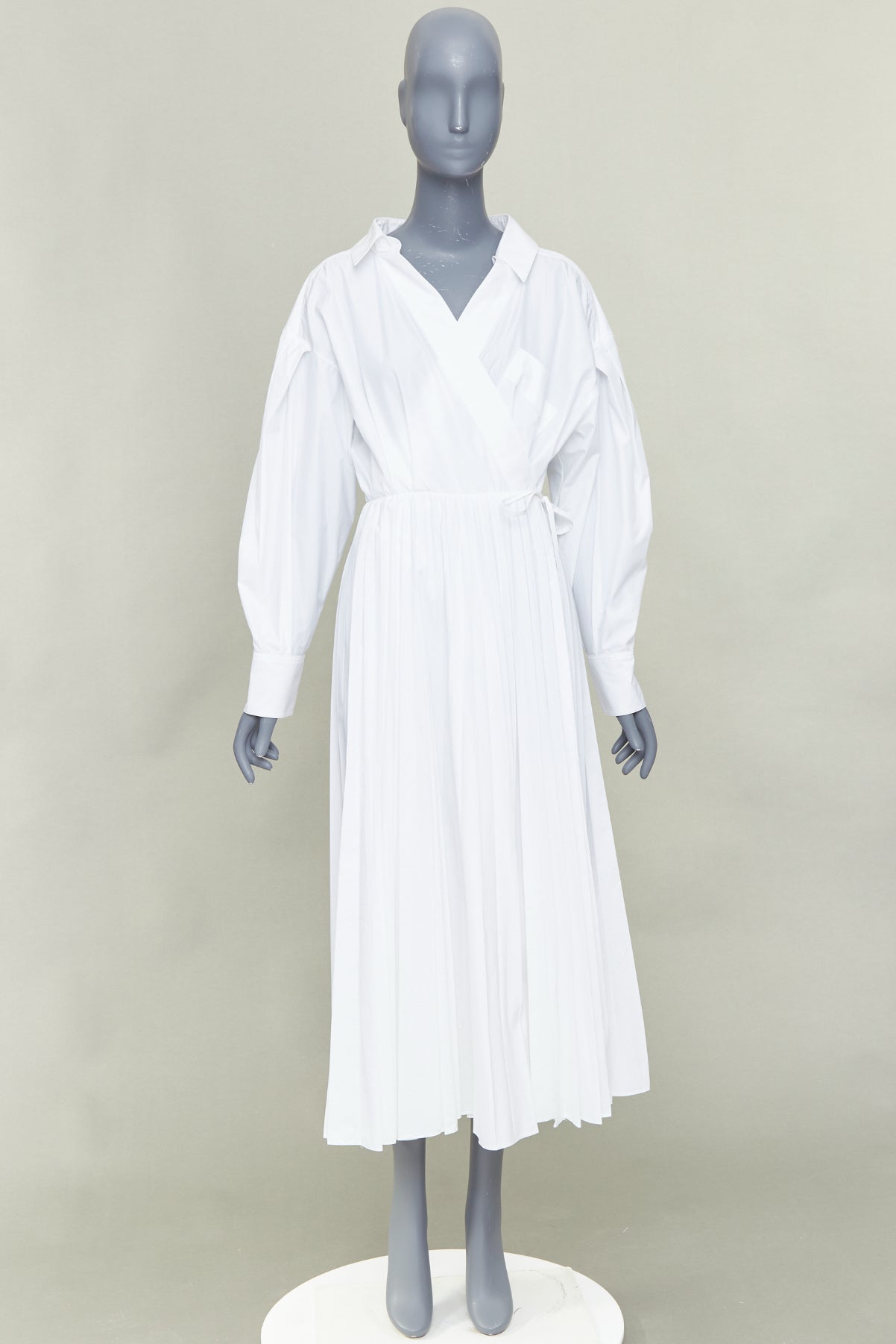 Women's Valentino Le Blanc cotton blend pleated skirt dress