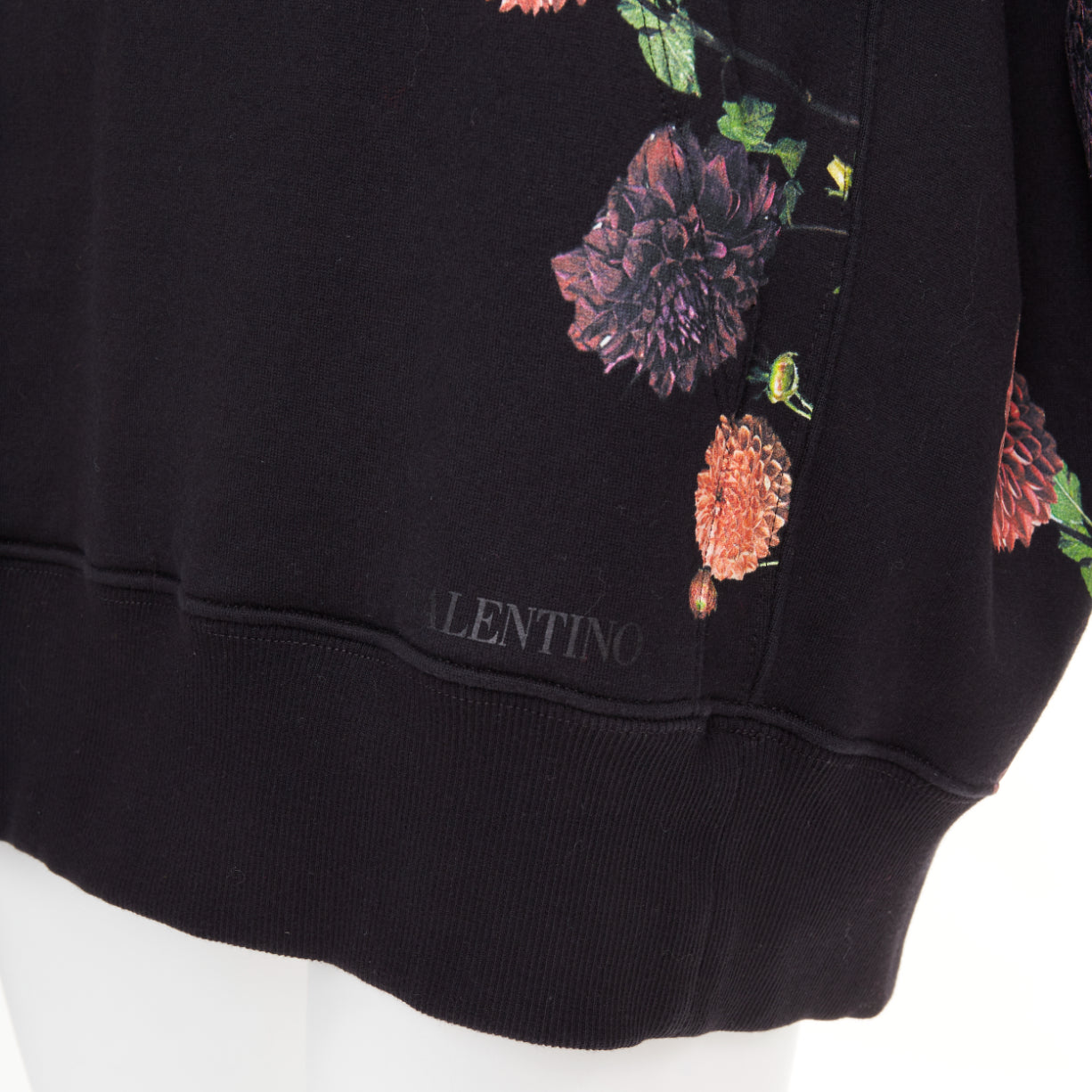 Women's Valentino cotton macro rose floral print pouch hoodie