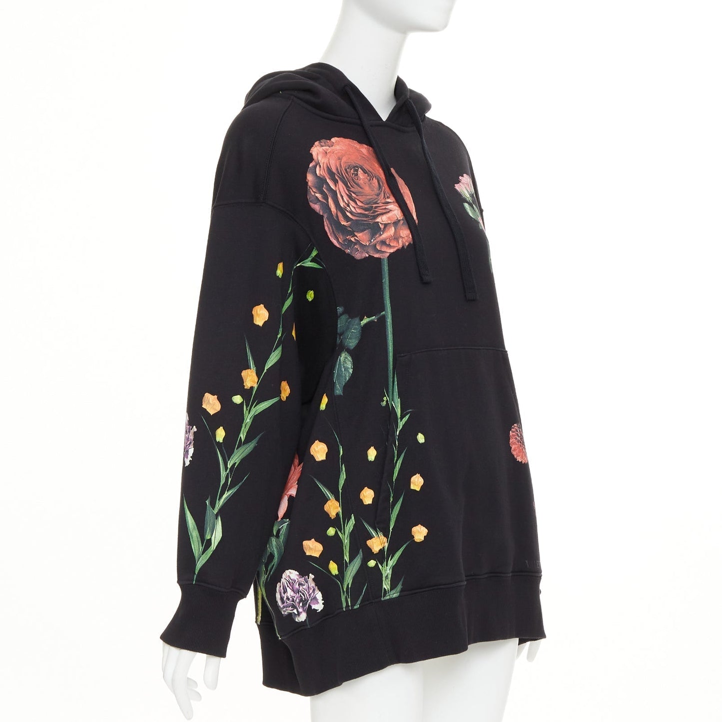 Women's Valentino cotton macro rose floral print pouch hoodie