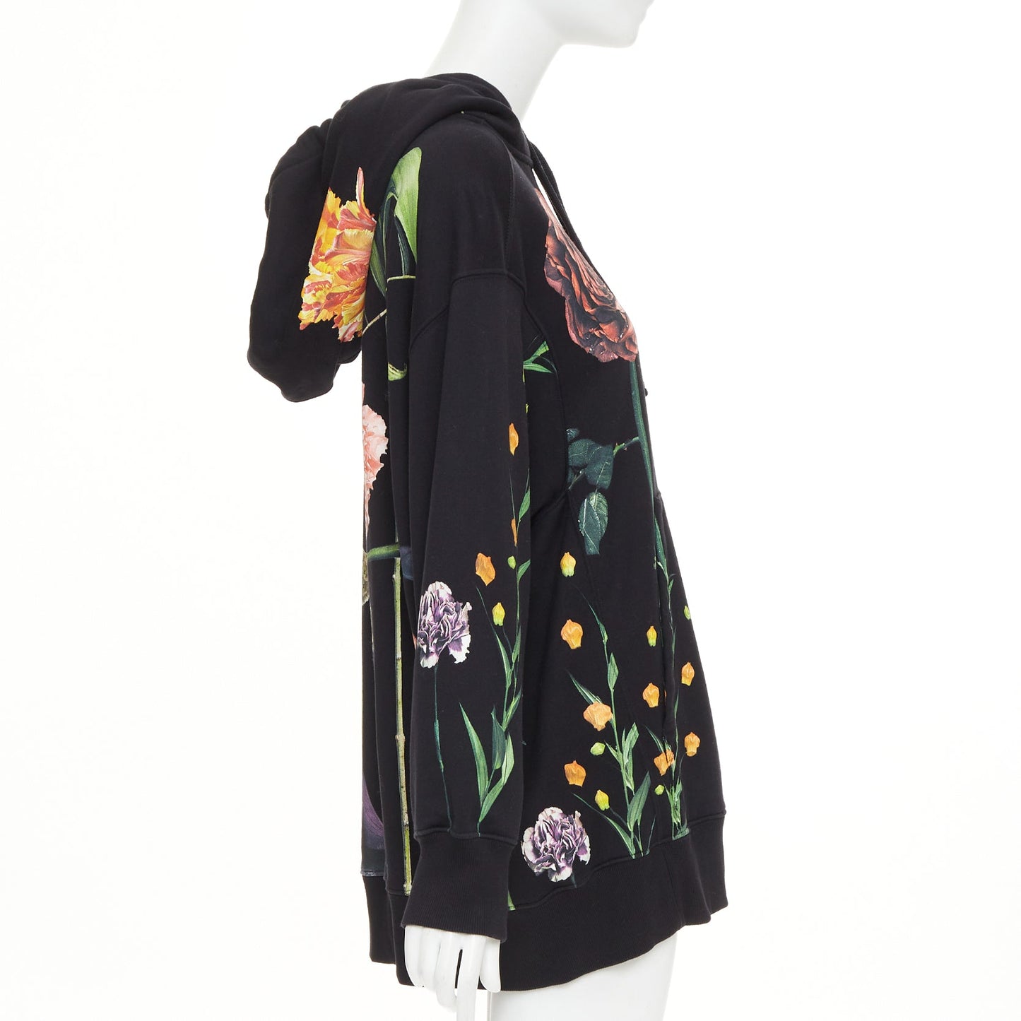 Women's Valentino cotton macro rose floral print pouch hoodie