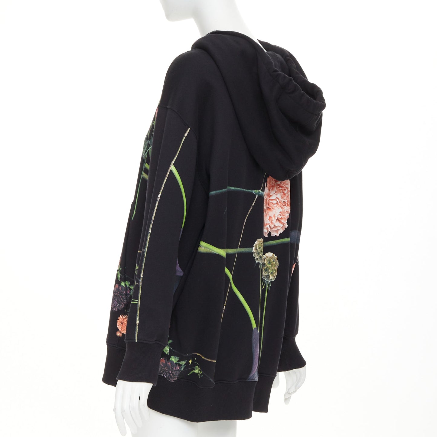 Women's Valentino cotton macro rose floral print pouch hoodie