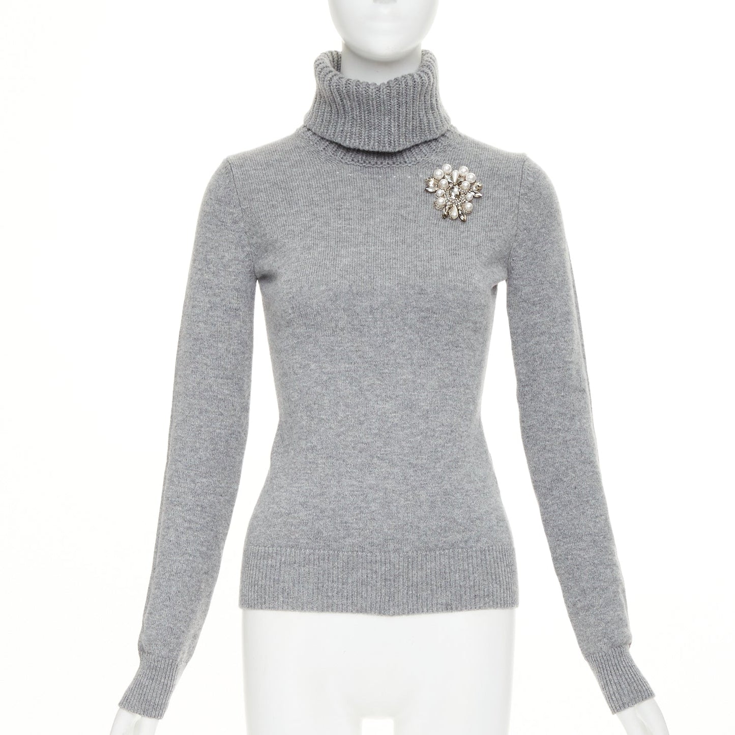 Women's Alexander McQueen cashmere crystal embellished brooch sweater