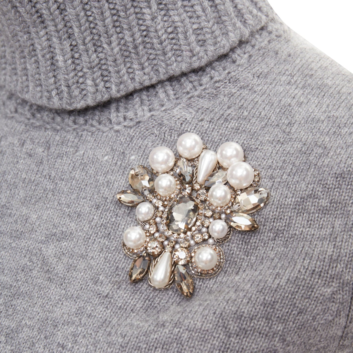 Women's Alexander McQueen cashmere crystal embellished brooch sweater