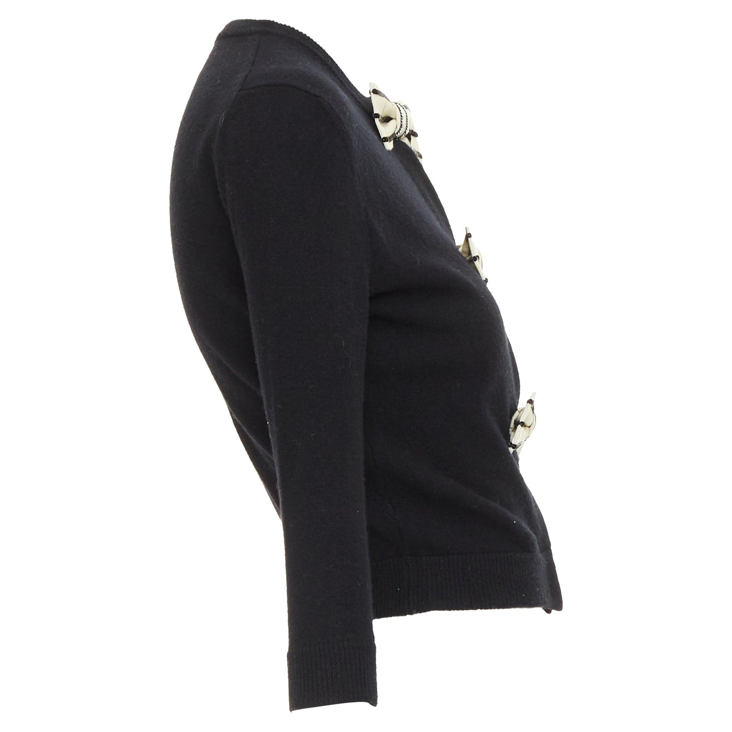 Women's Valentino wool striped sequin trio bow knit cardigan