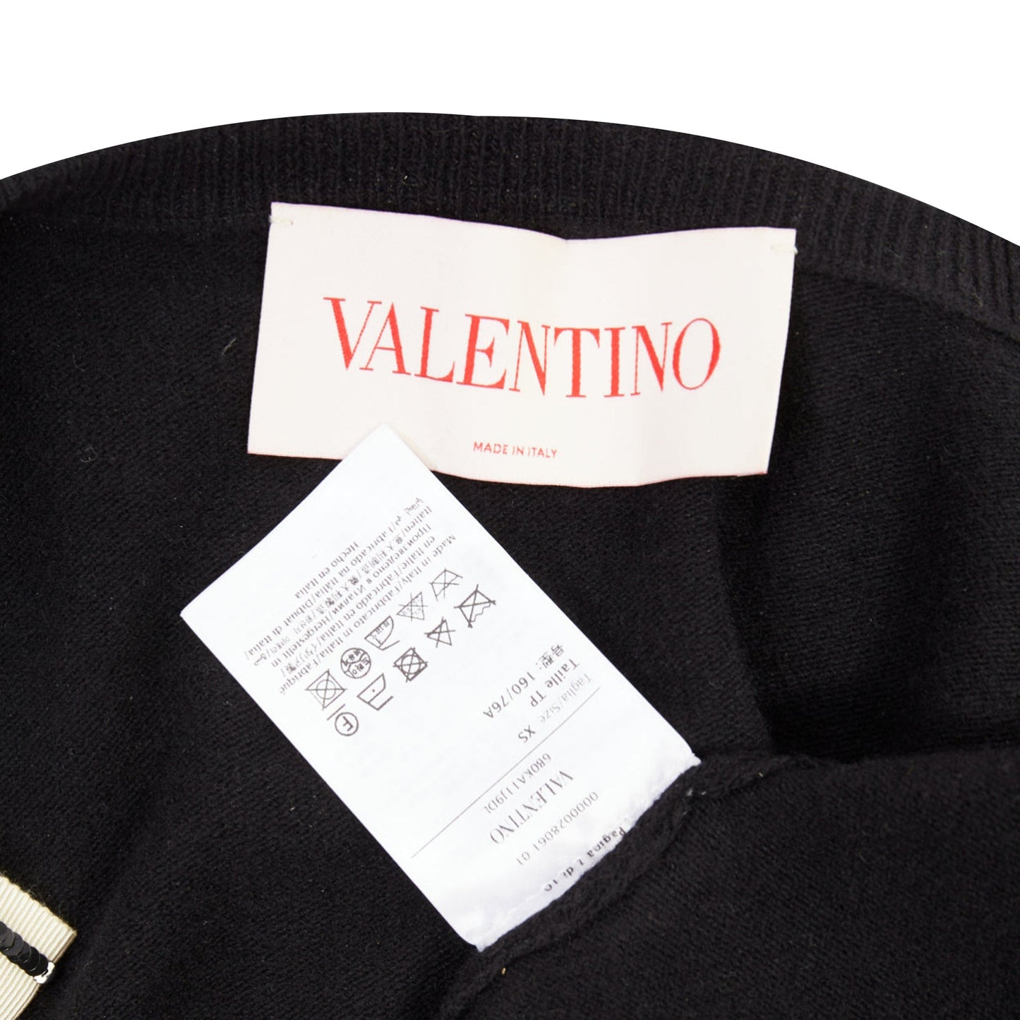 Women's Valentino wool striped sequin trio bow knit cardigan