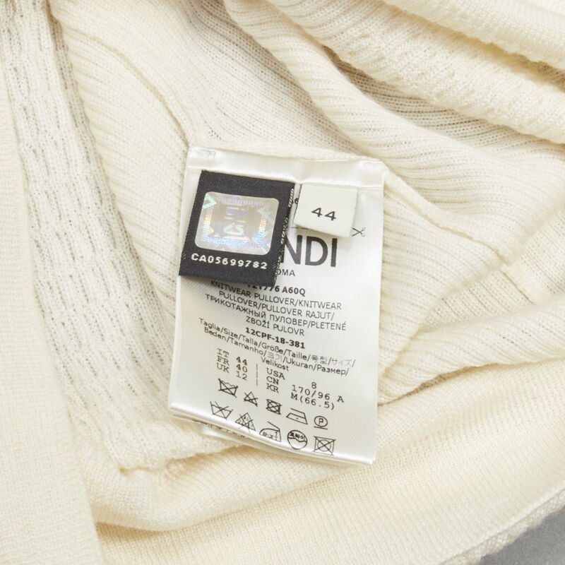 Women's Fendi wool silk cashmere cold shoulder ruffle knit sweater