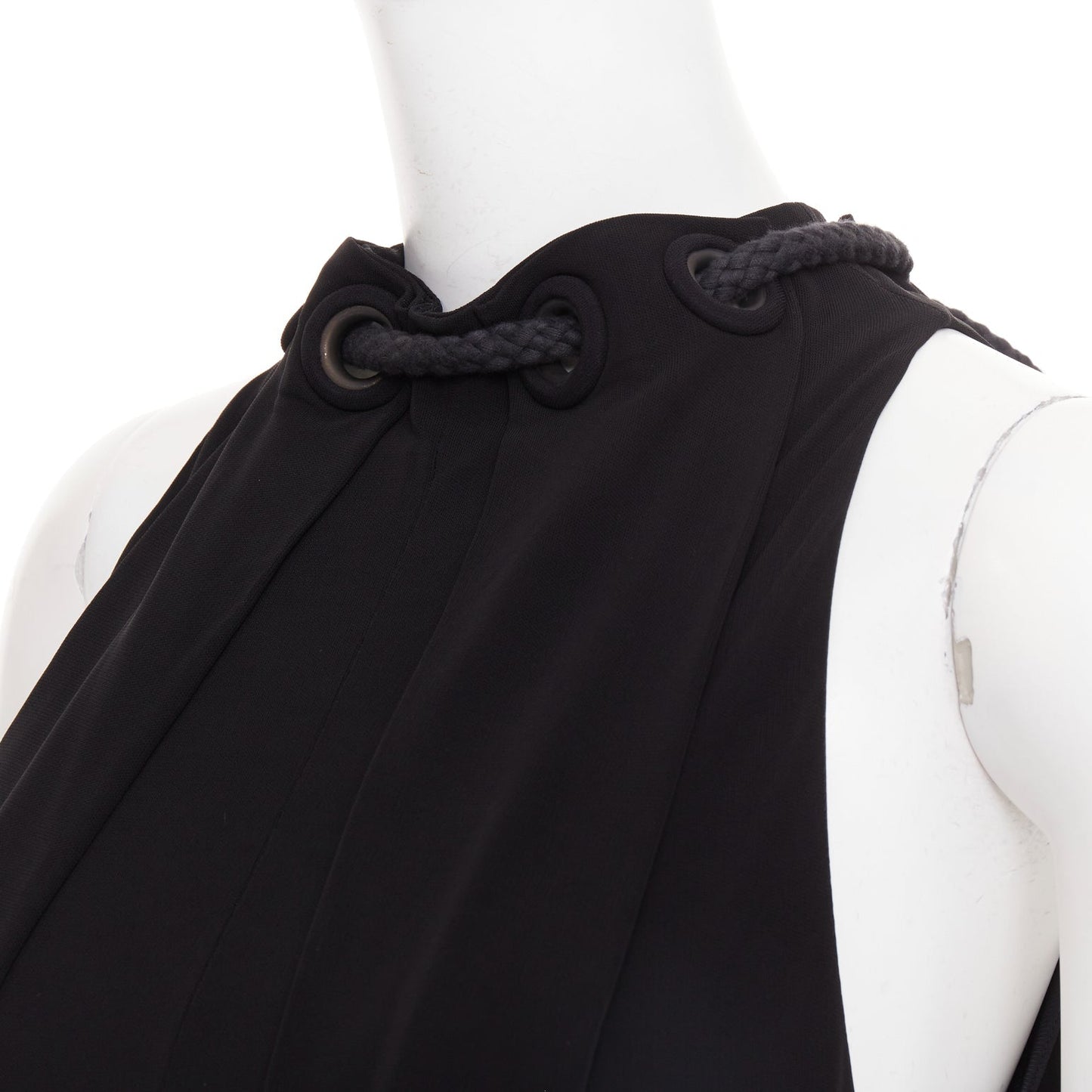 Women's Balenciaga rope eyelet gathered neck silk mini dress