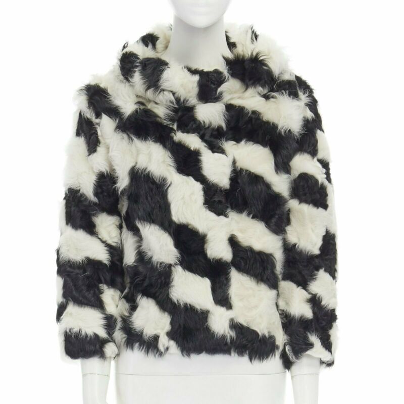 Women's Dries Van Noten goat fur high neck boxy sweater top