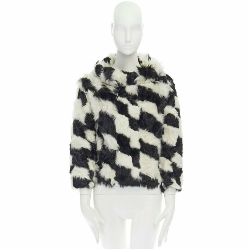 Women's Dries Van Noten goat fur high neck boxy sweater top
