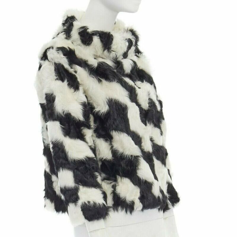Women's Dries Van Noten goat fur high neck boxy sweater top