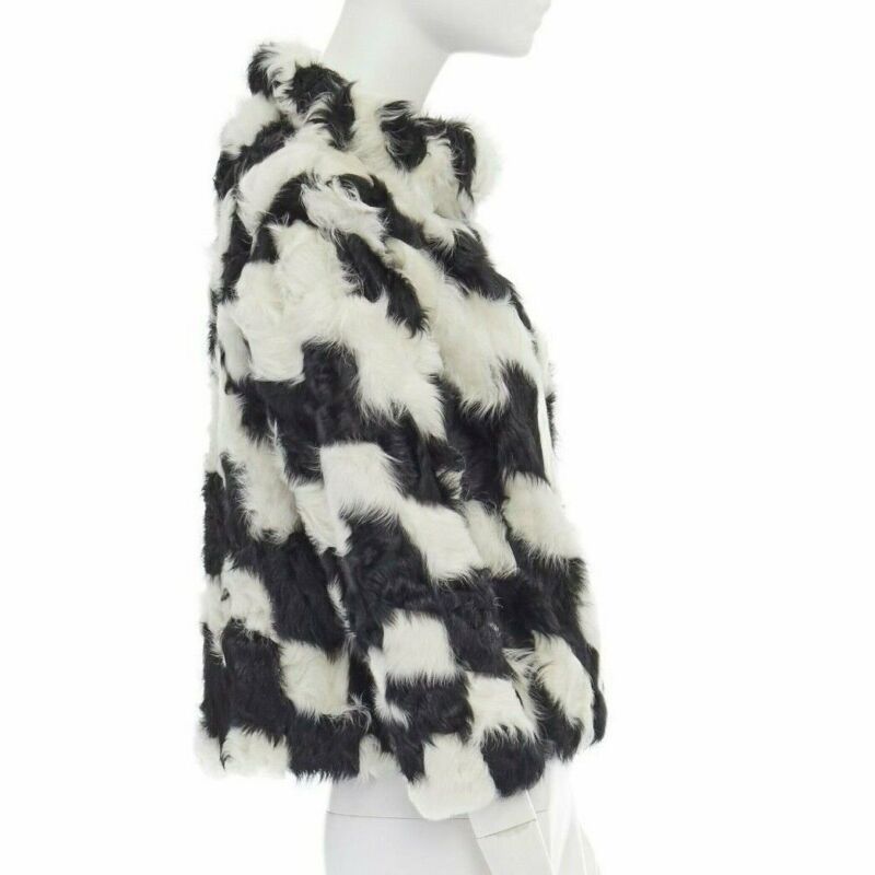 Women's Dries Van Noten goat fur high neck boxy sweater top