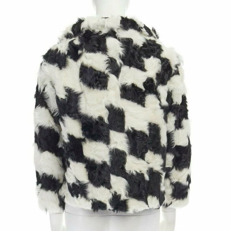 Women's Dries Van Noten goat fur high neck boxy sweater top