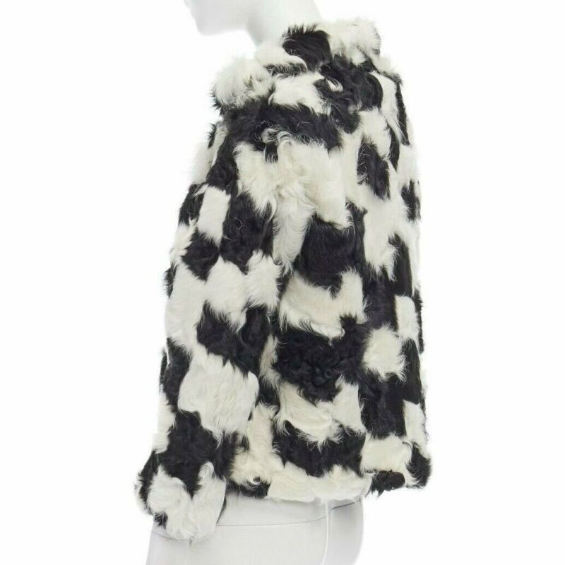 Women's Dries Van Noten goat fur high neck boxy sweater top