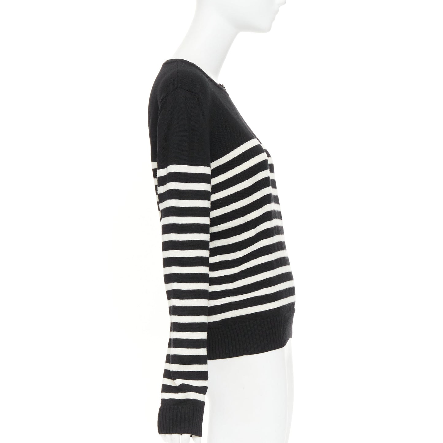 Women's Saint Laurent wool nautical striped button sailor pullover