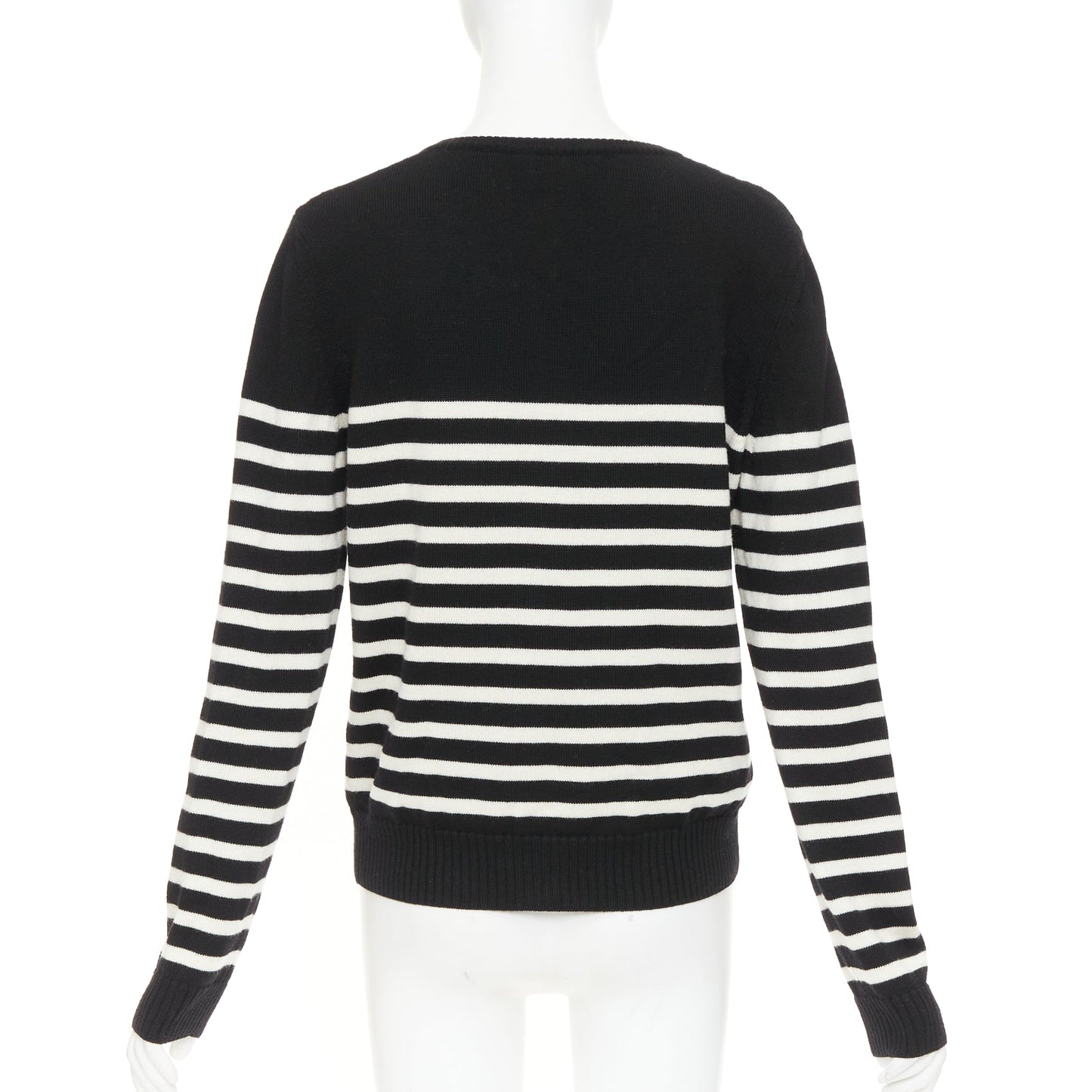 Women's Saint Laurent wool nautical striped button sailor pullover