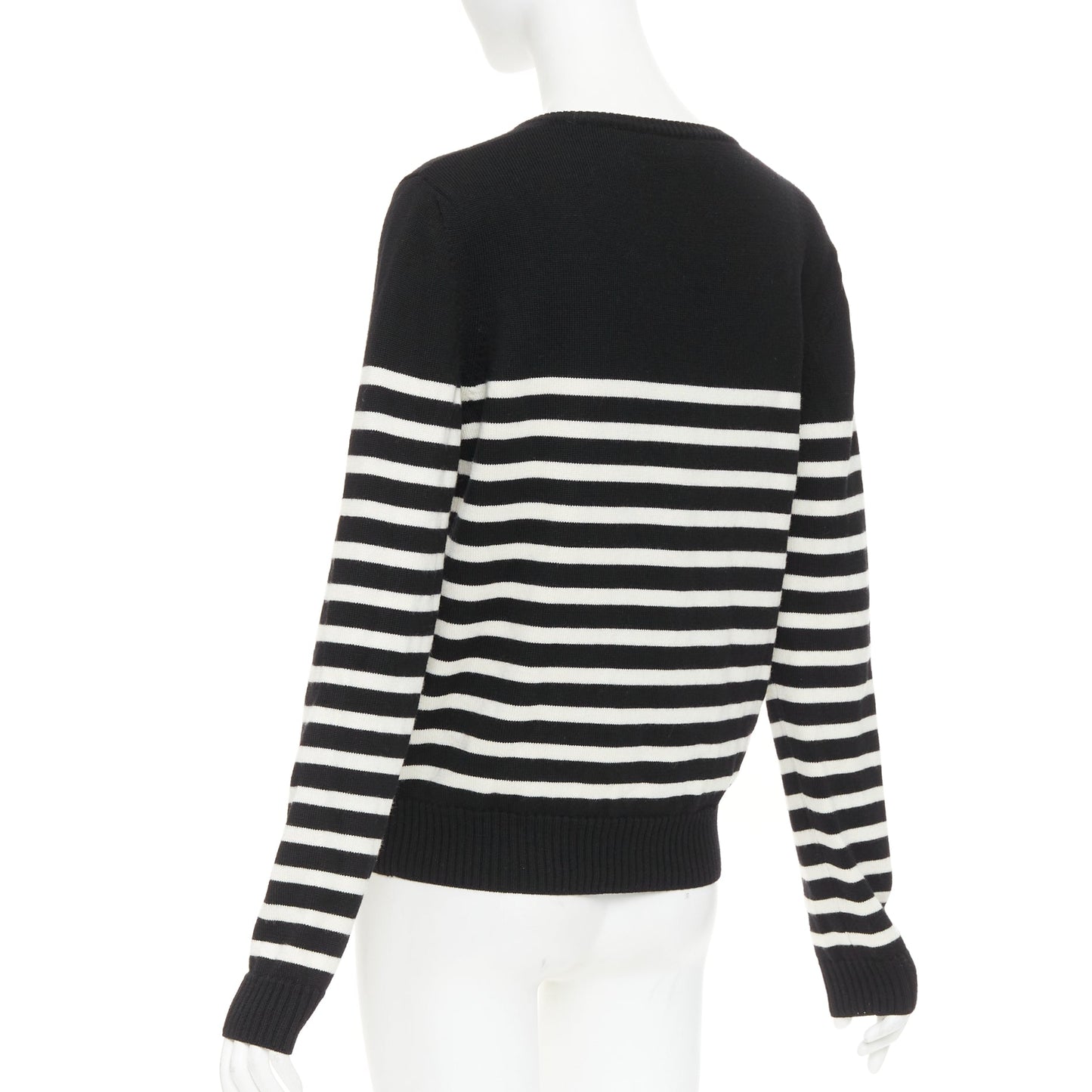 Women's Saint Laurent wool nautical striped button sailor pullover