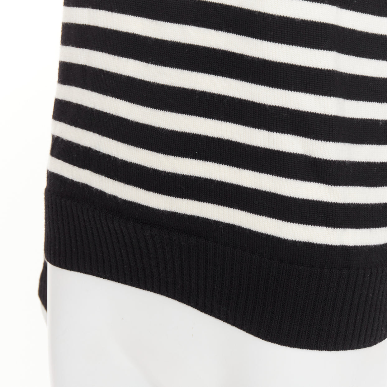 Women's Saint Laurent wool nautical striped button sailor pullover