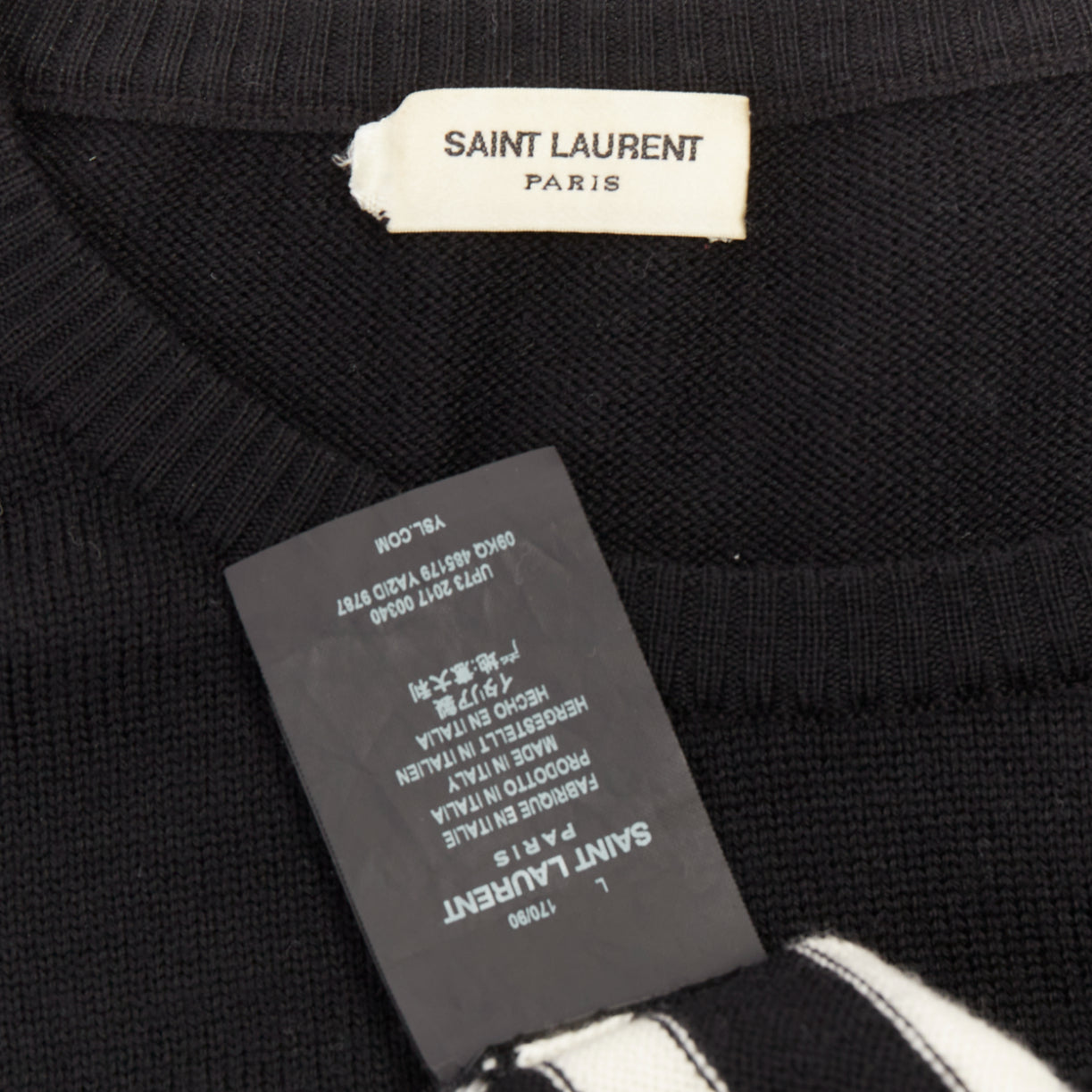 Women's Saint Laurent wool nautical striped button sailor pullover