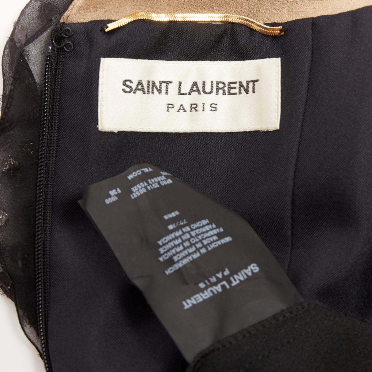 Women's Saint Laurent polka dot lurex semi sheer bow belt dress
