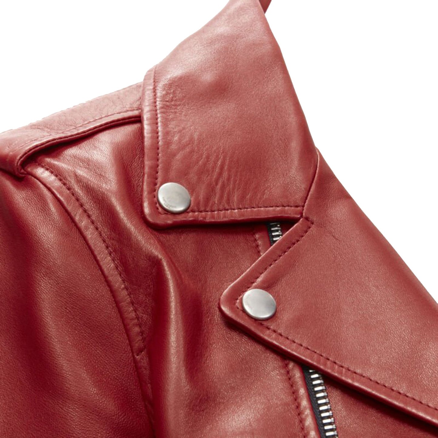 Women's Saint Laurent red lambskin leather moto biker jacket
