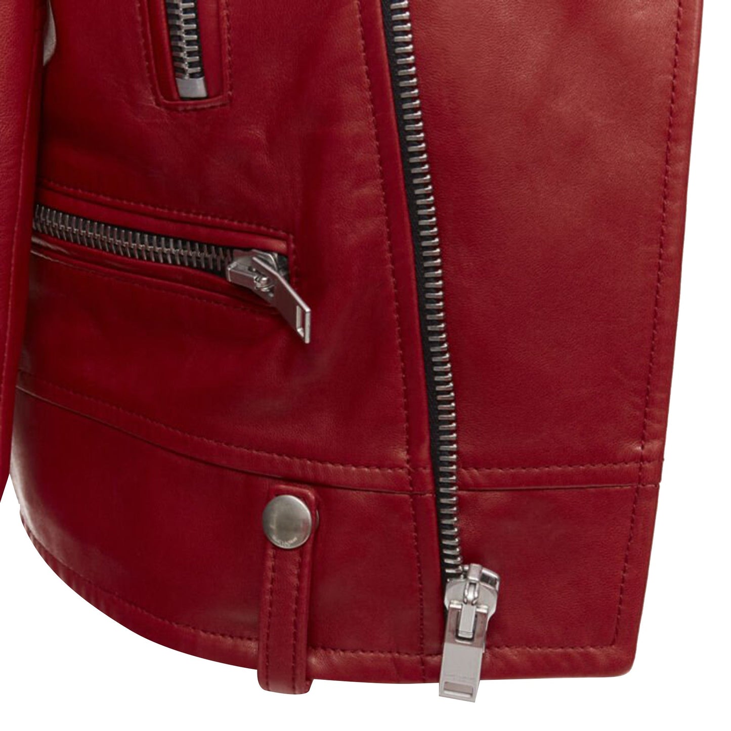 Women's Saint Laurent red lambskin leather moto biker jacket